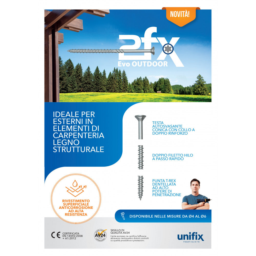 Vite per legno 2fx duofix evo outdoor 4,5x45mm - 500 unità