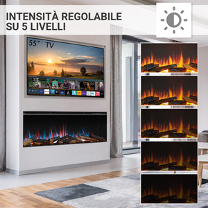 Camino elettrico a inserto Athena 52"| Riscaldamento 1500W, LED, app, crepitio | Telecomando, timer, termostato