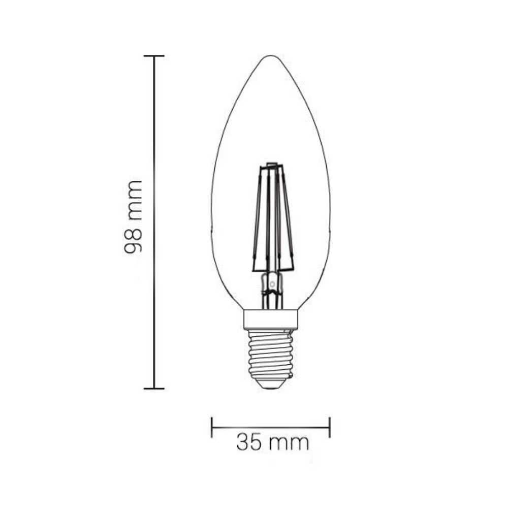 Lampadina led filamento oliva attacco e14 potenza 4 watt temperatura colore lampada 4500k bianco naturale