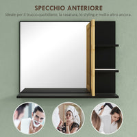 Specchiera Bagno Moderna da Parete a 4 Ripiani 45x15x58,5 cm in Legno Nero