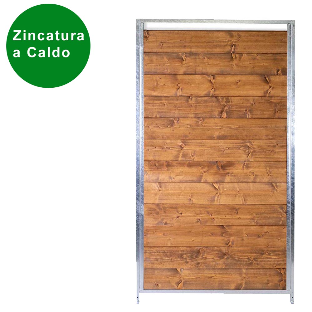 Recinto per cani da 3x3 metri con copertura e retro in legno con zincatura a caldo