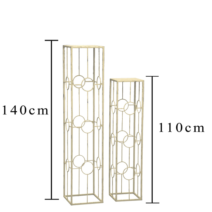 Set 2 Ripiani in Ferro Misure 30x30x140 25x25x110 cm