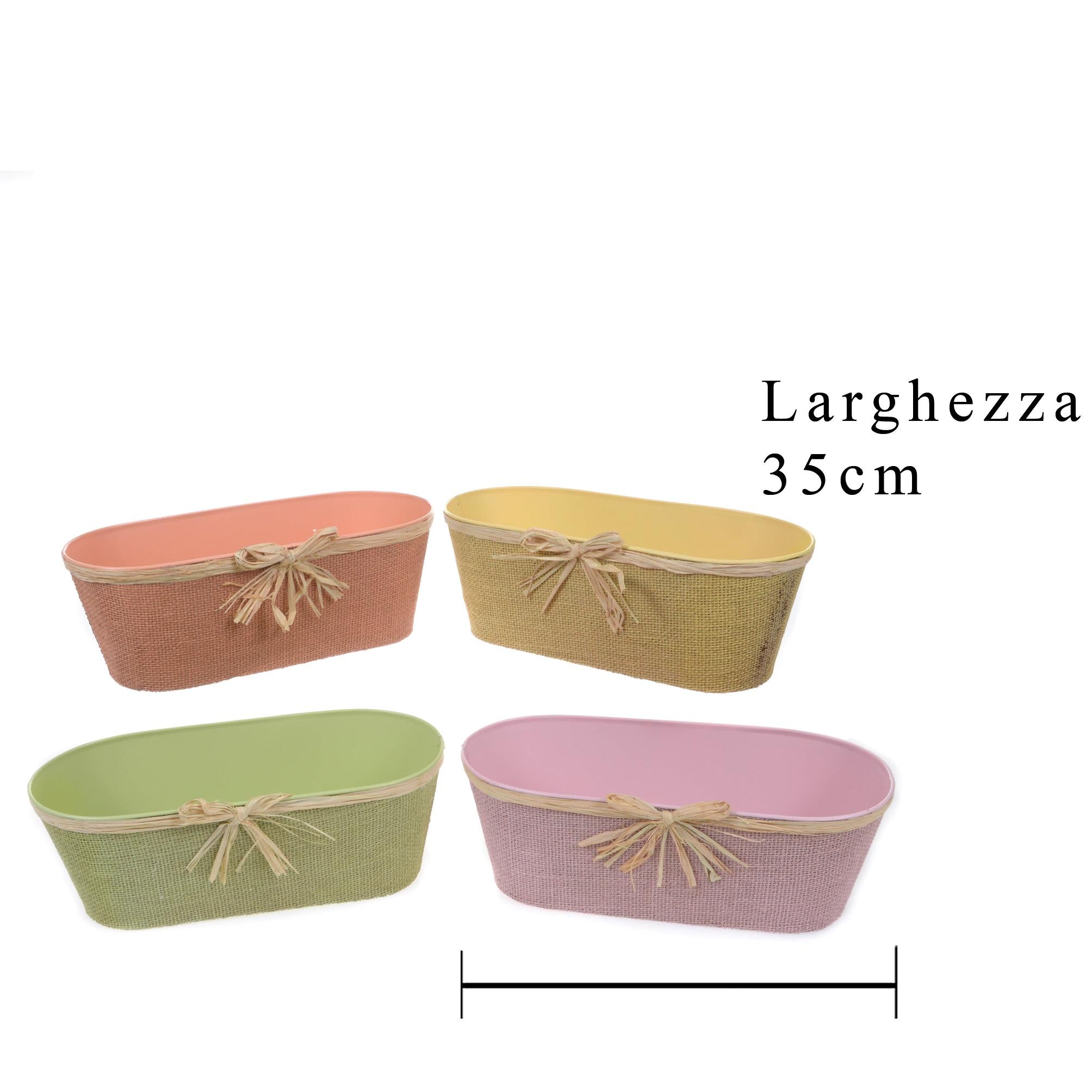 Set 4 Cesti Contenitori Juta Larghezza 35 cm