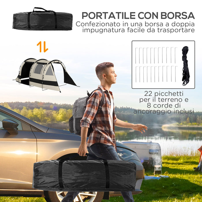 Tenda da Campeggio 4-5 Persone con Copertura Oscurante 460x230x180 cm Impermeabile con Borsa di Trasporto in Poliestere