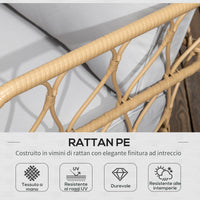 Set da Giardino Divano 2 Poltrone e Tavolino in Rattan PE Giallo