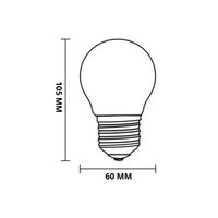 Lampadina led filamento sfera attacco e27 potenza 6 watt temperatura colore lampada 2700k bianco caldo