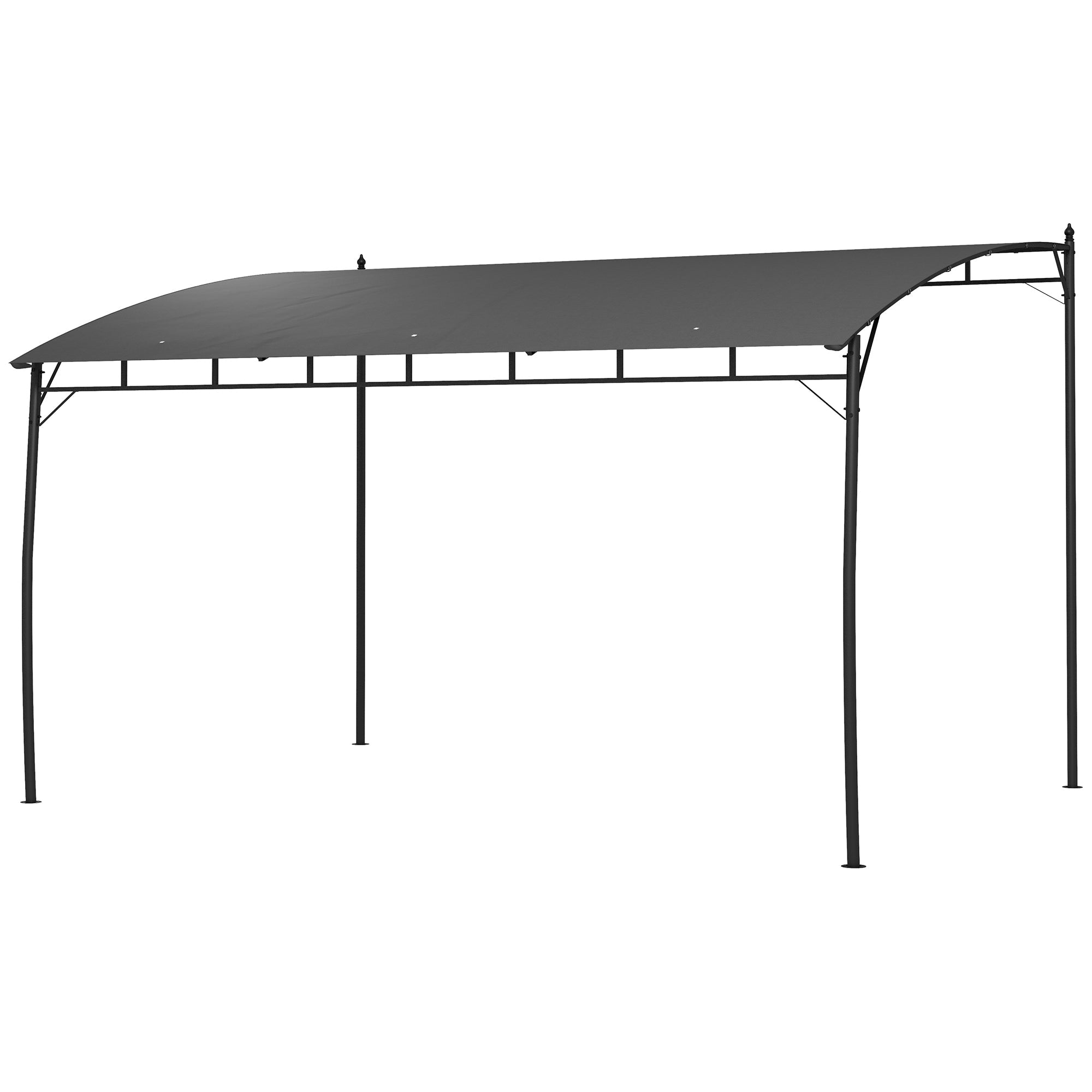 Pergola Gazebo con 3 Fori di Drenaggio 400x296x200/262 cm in Metallo e Poliestere Grigio Scuro