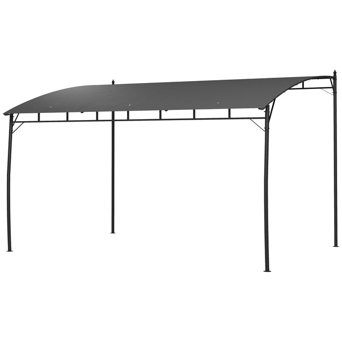 Pergola Gazebo con 3 Fori di Drenaggio 400x296x200/262 cm in Metallo e Poliestere Grigio Scuro