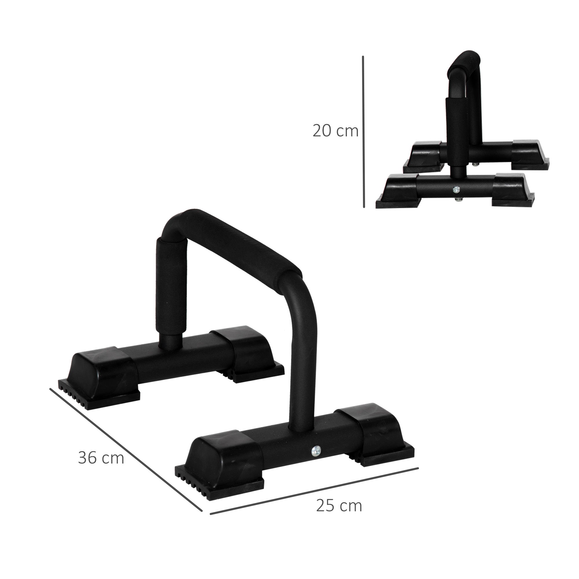 Set 2 Barre per Dip Parallele 36x25x20 cm Impugnatura Antiscivolo in Acciaio Nero