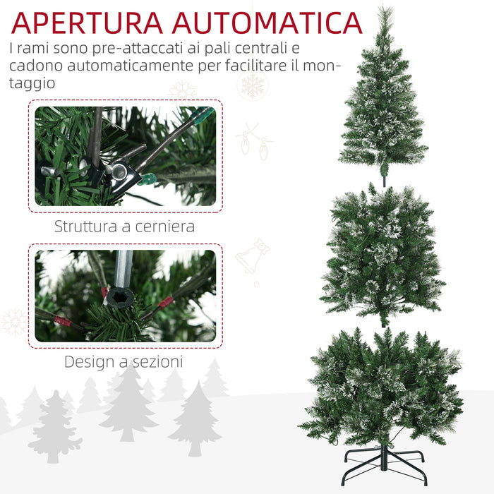 Albero di Natale Artificiale Innevato 180 cm 618 Rami 240 Luci LED Verde