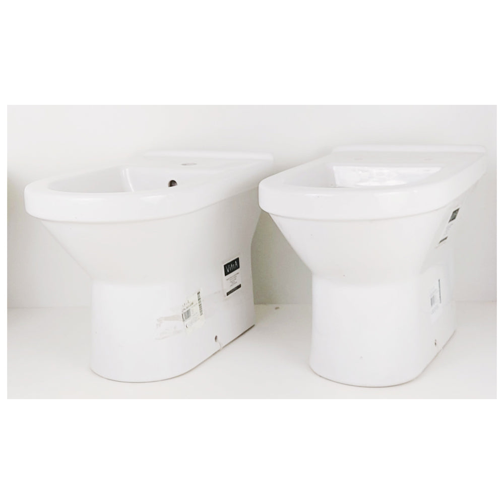 Coppia di sanitari in ceramica vaso wc + bidet a pavimento filo parete vitra s50