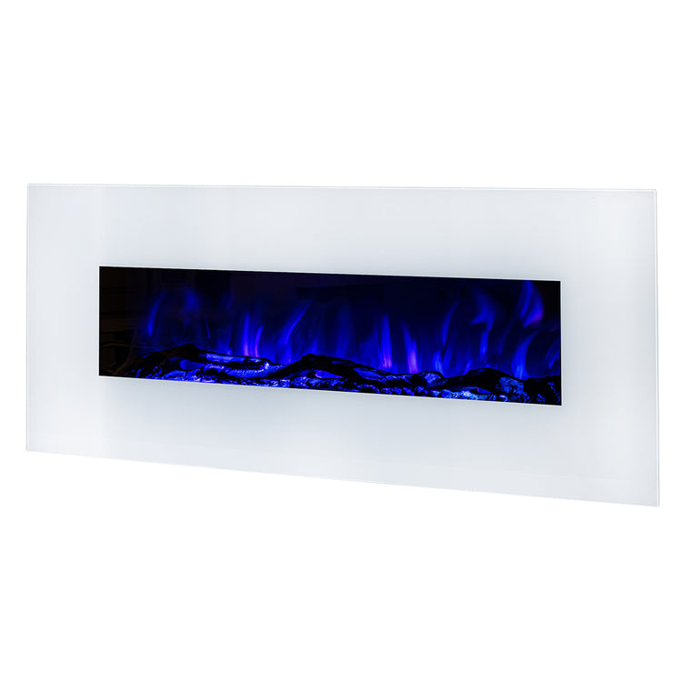 Camino Elettrico da Pavimento 55x128x14 cm Effetto Fiamma 1500W Madrid Led