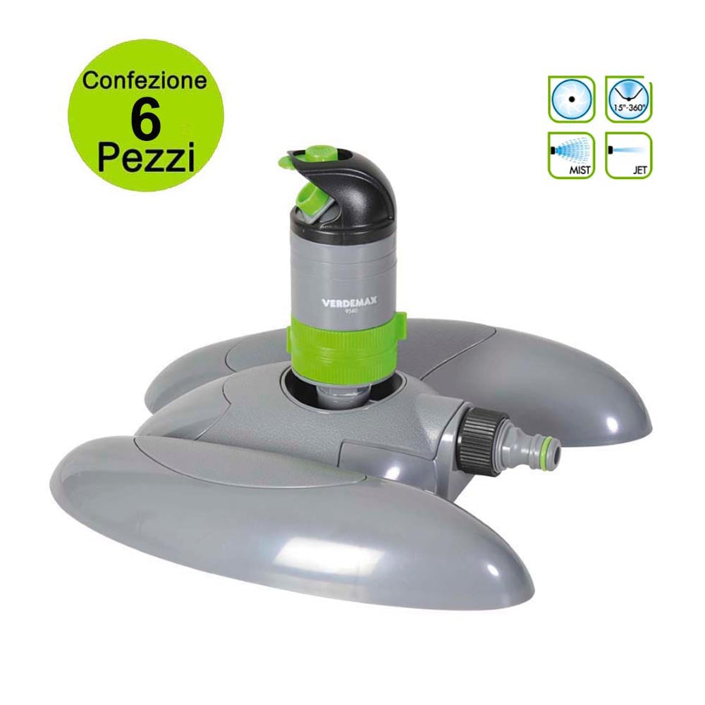 Multipack da 6 pz irrigatore da giardino circolare a turbina 360Â° o settore verdemax