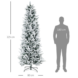 Albero di Natale Artificiale Innevato 225 cm 988 Rami Apertura Automatica Verde