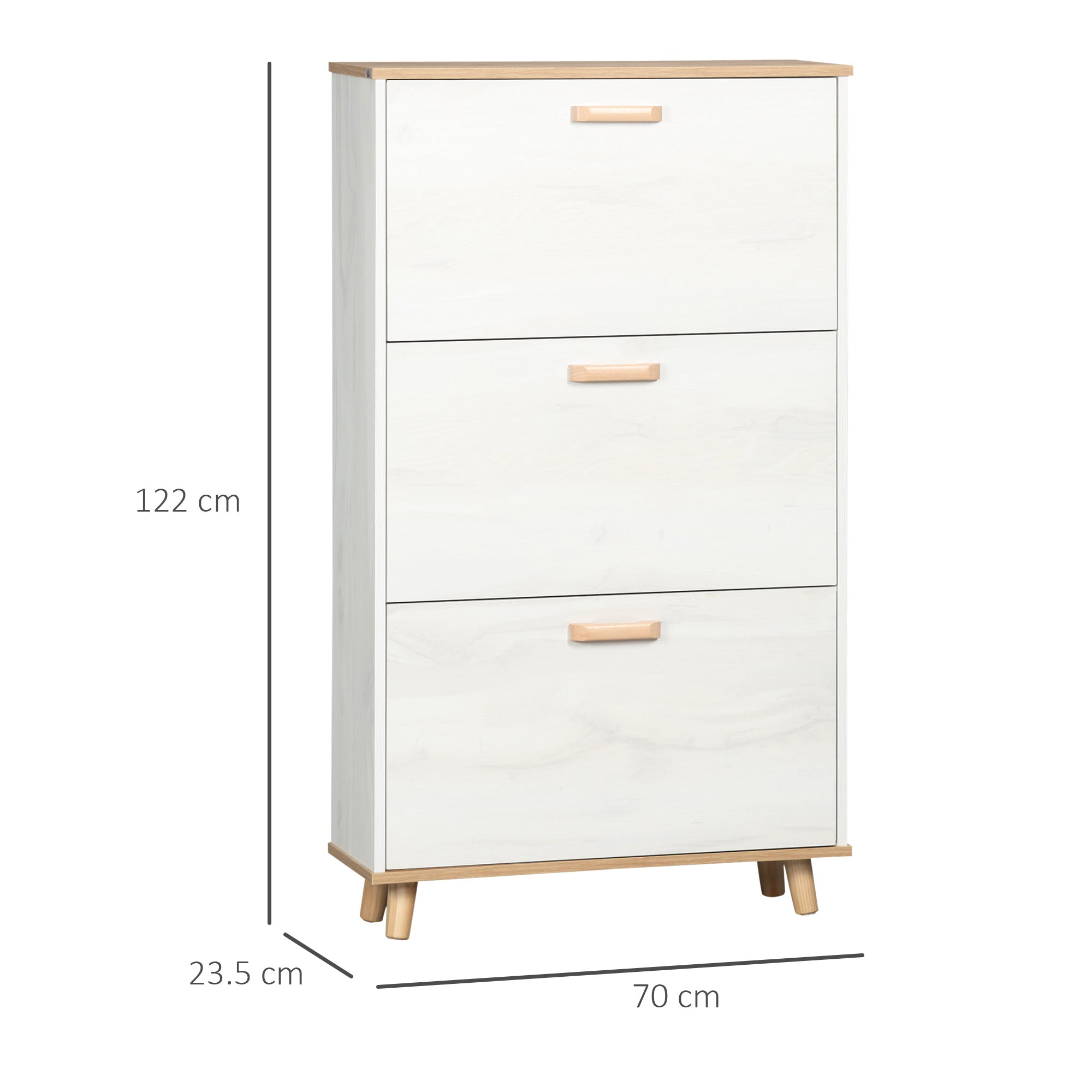 Scarpiera Salvaspazio 3 Cassetti 2 Ripiani 70x23,5x122 cm in Truciolato Bianco