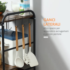 Carrello da Cucina 40x38x111 cm 2 Cestelli e 2 Ripiani in Legno Noce