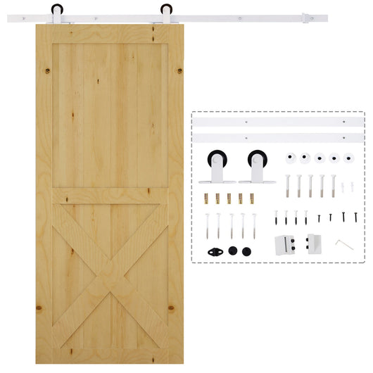 Kit per Porta Scorrevole con Binario 183 cm in Acciaio Bianco