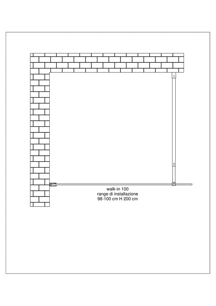 Parete doccia 8 MM Walk in Reversibile Altezza 200 CM 100 regolabile 98-100