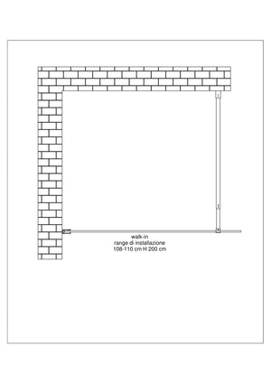 Parete doccia 8 MM Walk in Reversibile Altezza 200 CM 110 regolabile 108-110  