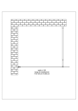 Parete doccia 8 MM Walk in Reversibile Altezza 200 CM 120 regolabile 118-120  