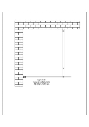 Parete doccia 8 MM Walk in Reversibile Altezza 200 CM 80 regolabile 78-80 