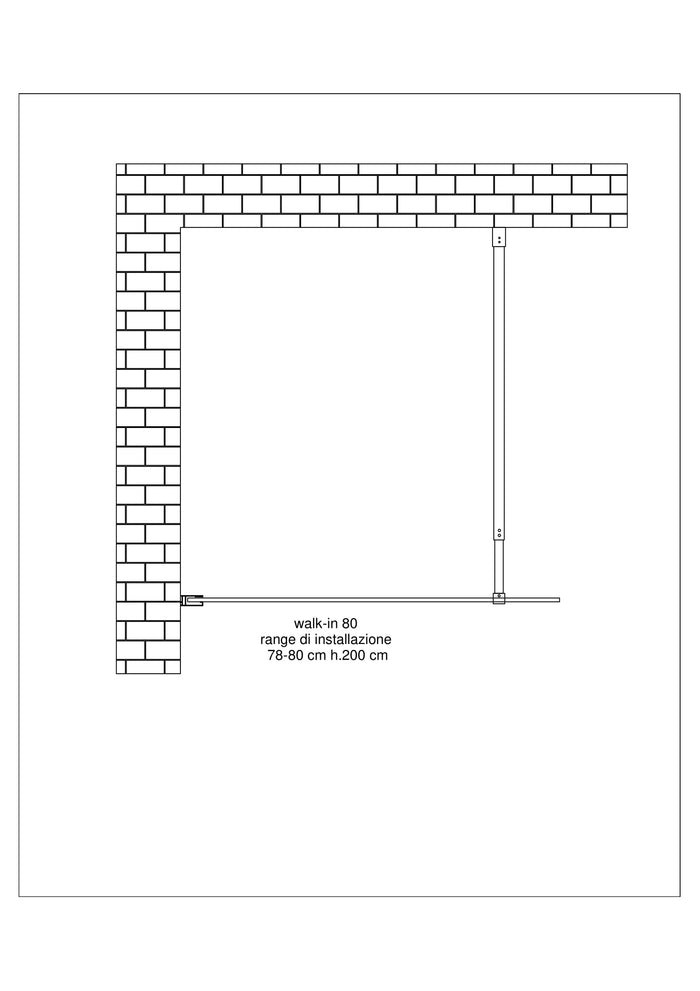 Parete doccia 8 MM Walk in Reversibile Altezza 200 CM 80 regolabile 78-80 