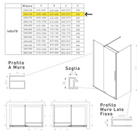 Box doccia due lati anta scorrevole senza profili 8mm h200 brenta, misura 70x140