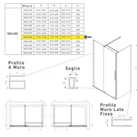 Box doccia due lati anta scorrevole senza profili 8mm h200 brenta, misura 80x180