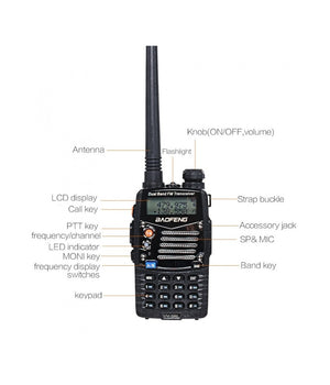 Walkie Talkie Uv5rl Radio Torcia Ricetrasmittente Multi Canale Autoparlante Mic         