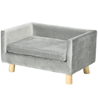 Cuccia Divanetto per Cani e Gatti Stile Scandinavo 64x45x36 cm Cuscino Imbottito in Velluto Grigio