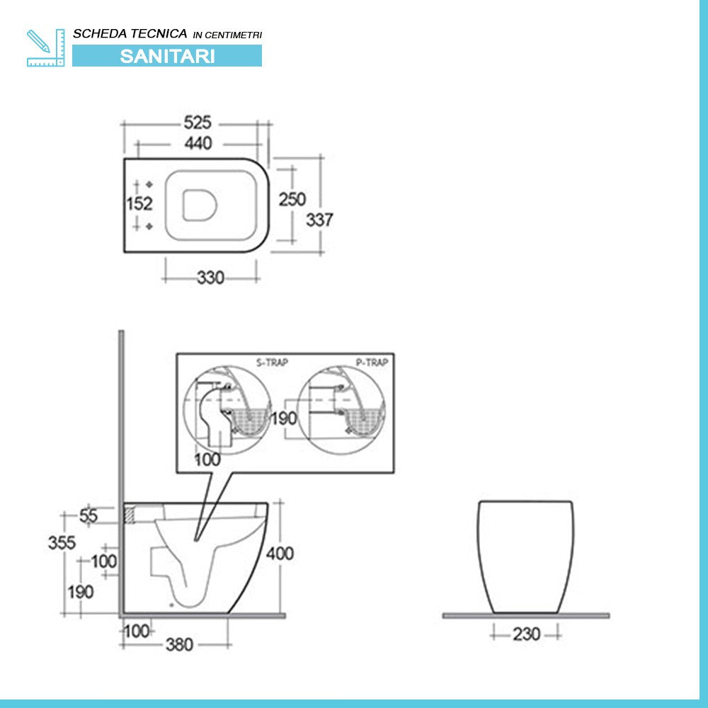 Water singolo filomuro Metropolitan bianco completo di Copriwater slim soft close