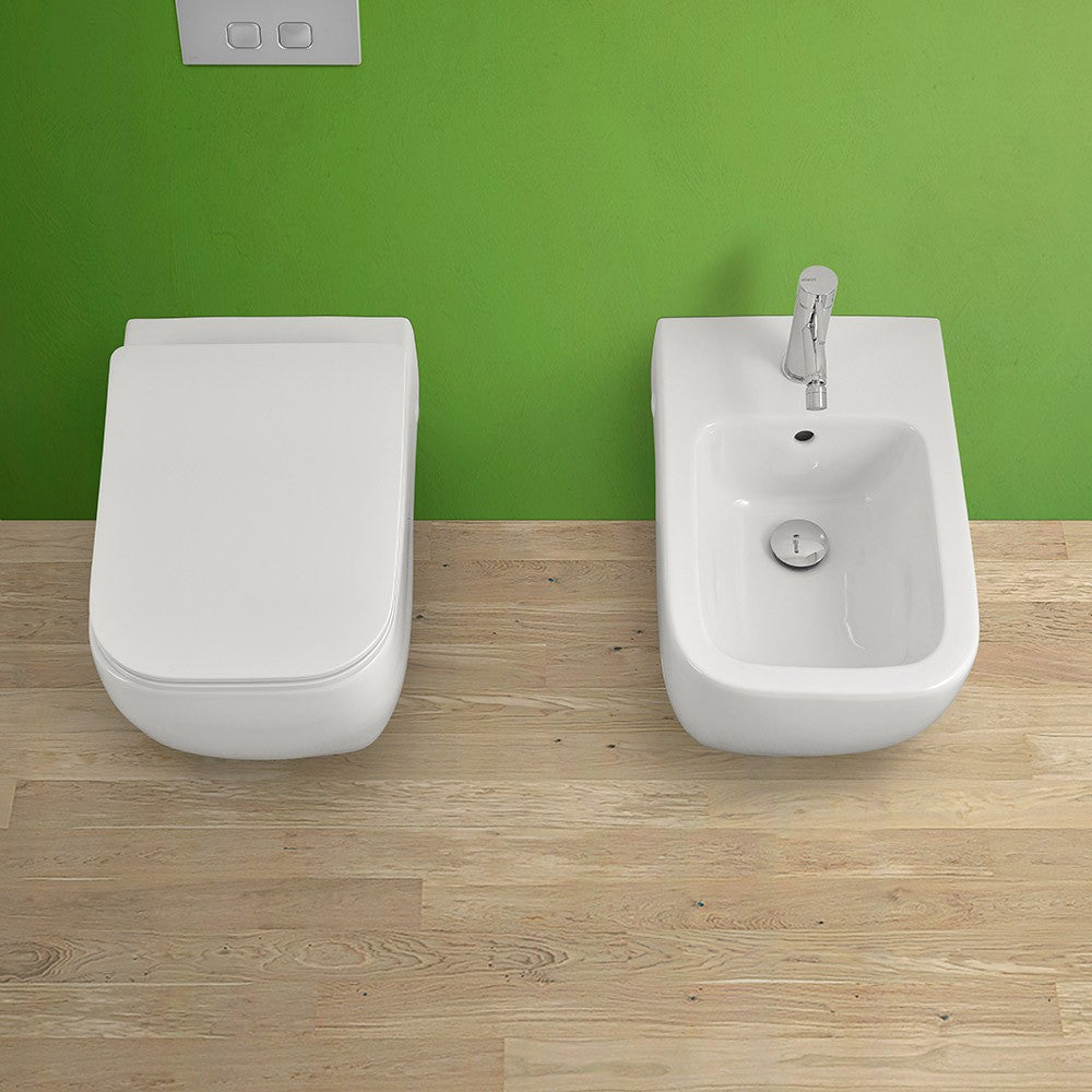 Water sospeso singolo Metropolitan bianco completo di Copriwater slim soft close