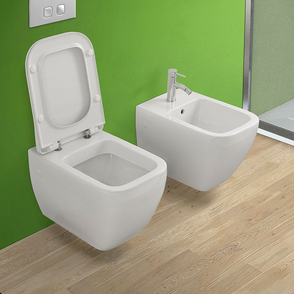 Water sospeso singolo Metropolitan bianco completo di Copriwater slim soft close