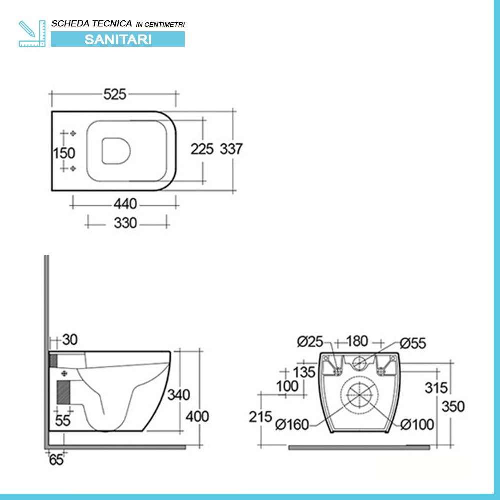 Water sospeso singolo Metropolitan bianco completo di Copriwater slim soft close