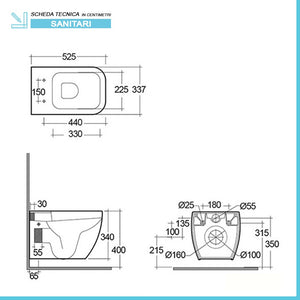 Water sospeso singolo Metropolitan bianco completo di Copriwater slim soft close