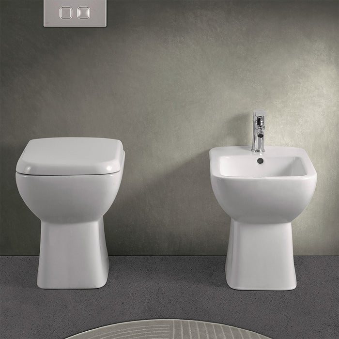 Wc e bidet tradizionali con scarico a terra e lavabo 60 cm Ginevra