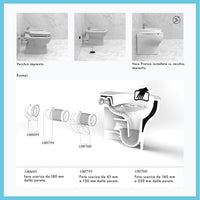 Wc filo muro scarico traslato rimless Azzurra serie Pratica 