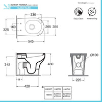 Wc filo muro scarico traslato rimless Azzurra serie Pratica 