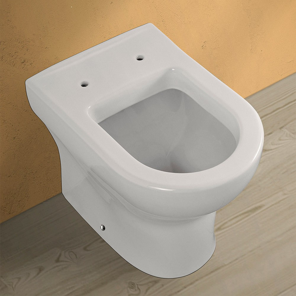 Wc filomuro con brida in ceramica bianca con scarico universale Pestum 