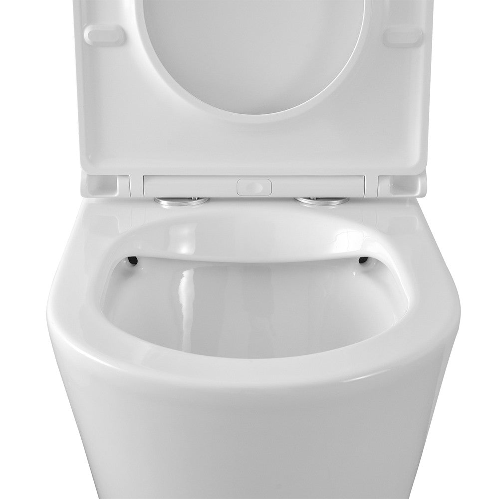 Wc filomuro monoblocco Rimless scarico universale e sedile rallentato Klan