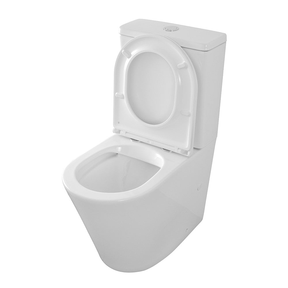 Wc filomuro monoblocco Rimless scarico universale e sedile rallentato Klan