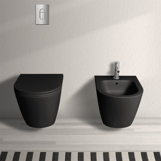 Wc sospeso nero opaco rimless in ceramica serie Feeling