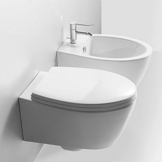 Wc sospeso Rimless LFT Spazio di Simas in ceramica bianca lucida