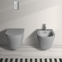 Water sospeso rimfree serie Feeling in ceramica con finitura grigio opaco