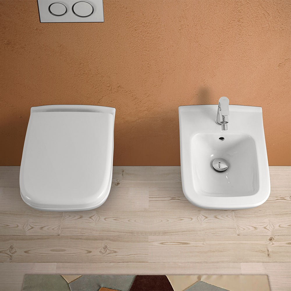 Wc sospeso senza brida Rimless bianco in ceramica lucida Venti 