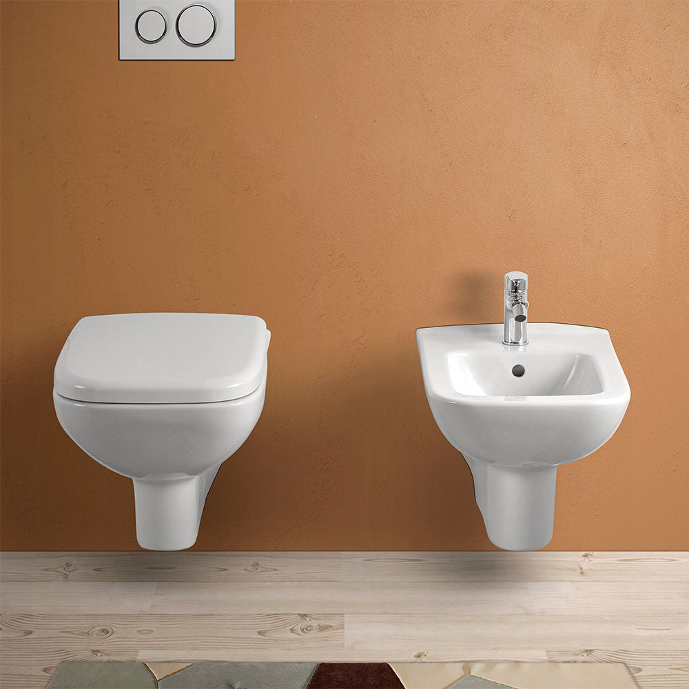 Wc sospeso senza brida Rimless bianco in ceramica lucida Venti 