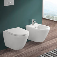 Wc sospeso senza brida Rimless in ceramica bianco lucido Round 