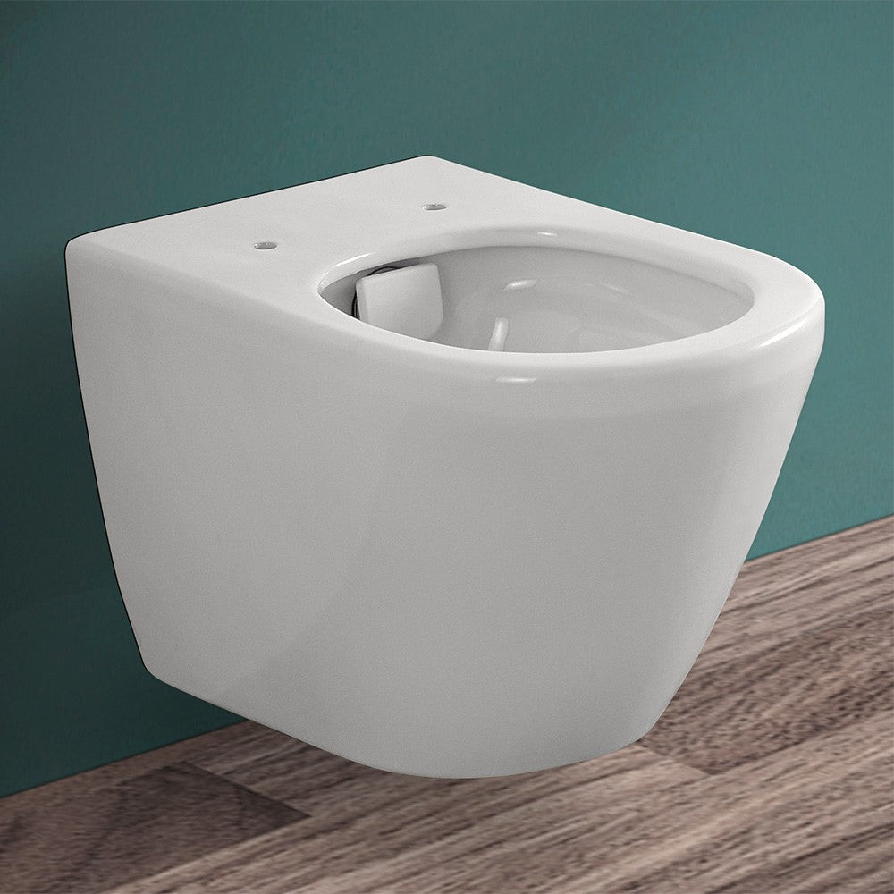 Wc sospeso senza brida Rimless in ceramica bianco lucido Round 