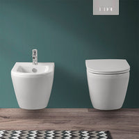 Wc sospeso senza brida Rimless in ceramica bianco lucido Round 