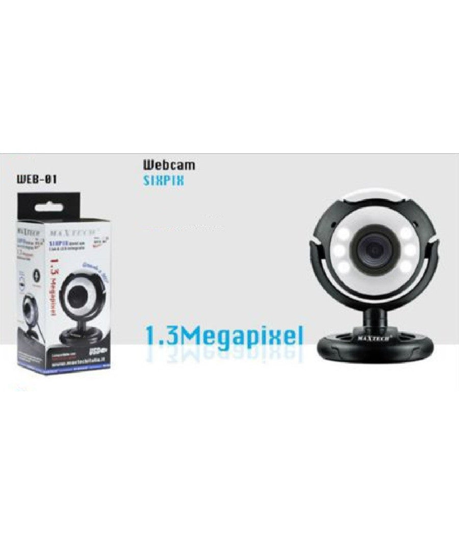 Webcam Web-01 Ideale Per Videoconferenze Microfono 1.3 Mpx 6 Led Per Notebook Pc         